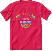 Happy Pride Day | Pride T-Shirt | Grappig LHBTIQ+ / LGBTQ / Gay / Homo / Lesbi Cadeau Shirt | Dames - Heren - Unisex | Tshirt Kleding Kado | - Roze - XXL