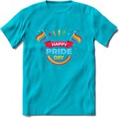 Happy Pride Day | Pride T-Shirt | Grappig LHBTIQ+ / LGBTQ / Gay / Homo / Lesbi Cadeau Shirt | Dames - Heren - Unisex | Tshirt Kleding Kado | - Blauw - L