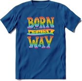 Born This Way | Pride T-Shirt | Grappig LHBTIQ+ / LGBTQ / Gay / Homo / Lesbi Cadeau Shirt | Dames - Heren - Unisex | Tshirt Kleding Kado | - Donker Blauw - XL