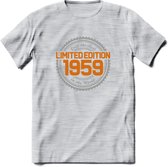 1959 Limited Edition Ring T-Shirt | Zilver - Goud | Grappig Verjaardag en Feest Cadeau Shirt | Dames - Heren - Unisex | Tshirt Kleding Kado | - Licht Grijs - Gemaleerd - 3XL
