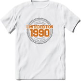 1990 Limited Edition Ring T-Shirt | Zilver - Goud | Grappig Verjaardag en Feest Cadeau Shirt | Dames - Heren - Unisex | Tshirt Kleding Kado | - Wit - XXL