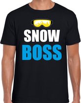 Apres ski t-shirt Snow Boss / sneeuw baas zwart  heren - Wintersport shirt - Foute apres ski outfit/ kleding/ verkleedkleding L