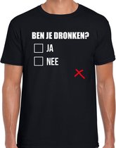 Ben je dronken checkboxjes fun t-shirt - zwart - heren - Feest outfit / kleding / shirt 2XL