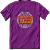 1922 Limited Edition Ring T-Shirt | Zilver - Goud | Grappig Verjaardag en Feest Cadeau Shirt | Dames - Heren - Unisex | Tshirt Kleding Kado | - Paars - M
