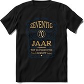 70 Jaar Legendarisch Gerijpt T-Shirt | Royal Blue - Ivoor | Grappig Verjaardag en Feest Cadeau Shirt | Dames - Heren - Unisex | Tshirt Kleding Kado | - Zwart - XL