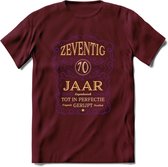 70 Jaar Legendarisch Gerijpt T-Shirt | Paars - Ivoor | Grappig Verjaardag en Feest Cadeau Shirt | Dames - Heren - Unisex | Tshirt Kleding Kado | - Burgundy - L