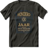 100 Jaar Legendarisch Gerijpt T-Shirt | Royal Blue - Ivoor | Grappig Verjaardag en Feest Cadeau Shirt | Dames - Heren - Unisex | Tshirt Kleding Kado | - Donker Grijs - 3XL