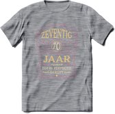 70 Jaar Legendarisch Gerijpt T-Shirt | Oud Roze - Ivoor | Grappig Verjaardag en Feest Cadeau Shirt | Dames - Heren - Unisex | Tshirt Kleding Kado | - Donker Grijs - Gemaleerd - XL