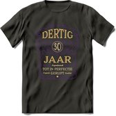 30 Jaar Legendarisch Gerijpt T-Shirt | Paars - Ivoor | Grappig Verjaardag en Feest Cadeau Shirt | Dames - Heren - Unisex | Tshirt Kleding Kado | - Donker Grijs - S