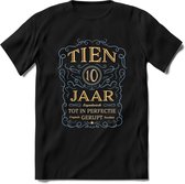 10 Jaar Legendarisch Gerijpt T-Shirt | Sky Blue - Ivoor | Grappig Verjaardag en Feest Cadeau Shirt | Dames - Heren - Unisex | Tshirt Kleding Kado | - Zwart - L