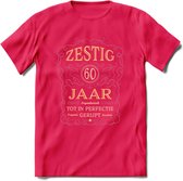 60 Jaar Legendarisch Gerijpt T-Shirt | Oud Roze - Ivoor | Grappig Verjaardag en Feest Cadeau Shirt | Dames - Heren - Unisex | Tshirt Kleding Kado | - Roze - XXL