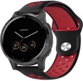 Siliconen Smartwatch bandje - Geschikt voor  Garmin Vivoactive 4s sport band - 40mm - zwart/rood - Strap-it Horlogeband / Polsband / Armband