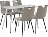 Decoways - 5-delige Eethoek kunstleer grijs
