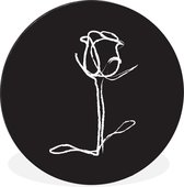 Illustration botanique au trait rose sur fond noir Cercle mural aluminium ⌀ 30 cm - impression photo sur cercle mural / cercle vivant / cercle de jardin (décoration murale)