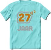 27 Jaar Feest T-Shirt | Goud - Zilver | Grappig Verjaardag Cadeau Shirt | Dames - Heren - Unisex | Tshirt Kleding Kado | - Licht Blauw - M