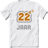 22 Jaar Feest T-Shirt | Goud - Zilver | Grappig Verjaardag Cadeau Shirt | Dames - Heren - Unisex | Tshirt Kleding Kado | - Wit - XXL