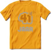 41 Jaar Feest T-Shirt | Goud - Zilver | Grappig Verjaardag Cadeau Shirt | Dames - Heren - Unisex | Tshirt Kleding Kado | - Geel - M