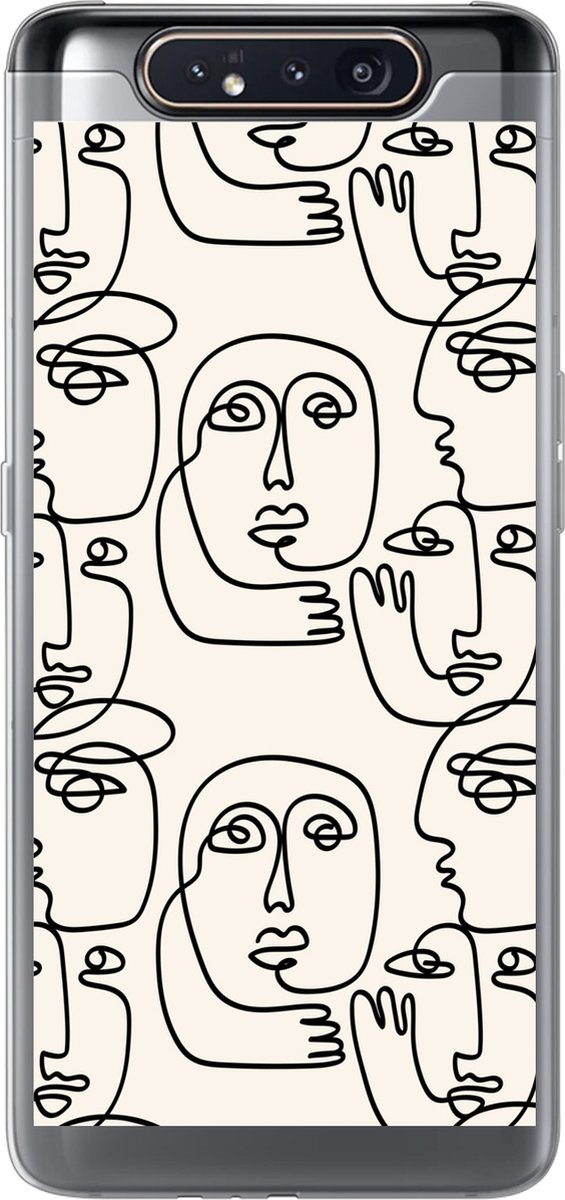 Telefoonhoesje Geschikt voor Samsung Galaxy A80 hoesje - Gezicht - Patronen - Line art - Siliconen Telefoonhoesje Telefoonhoesje