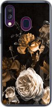 Geschikt voor Samsung Galaxy A40 hoesje - Roos - Goud - Boeket - Siliconen Telefoonhoesje