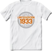 1933 Limited Edition Ring T-Shirt | Zilver - Goud | Grappig Verjaardag en Feest Cadeau Shirt | Dames - Heren - Unisex | Tshirt Kleding Kado | - Wit - M