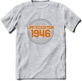 1946 Limited Edition Ring T-Shirt | Zilver - Goud | Grappig Verjaardag en Feest Cadeau Shirt | Dames - Heren - Unisex | Tshirt Kleding Kado | - Licht Grijs - Gemaleerd - L
