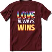 Love Wins | Pride T-Shirt | Grappig LHBTIQ+ / LGBTQ / Gay / Homo / Lesbi Cadeau Shirt | Dames - Heren - Unisex | Tshirt Kleding Kado | - Burgundy - S
