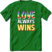 Love Wins | Pride T-Shirt | Grappig LHBTIQ+ / LGBTQ / Gay / Homo / Lesbi Cadeau Shirt | Dames - Heren - Unisex | Tshirt Kleding Kado | - Donker Groen - S