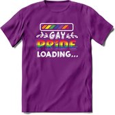 Gay Pride Loading T-Shirt | Grappig LHBTIQ+ / LGBTQ / Gay / Homo / Lesbi Cadeau Shirt | Dames - Heren - Unisex | Tshirt Kleding Kado | - Paars - M