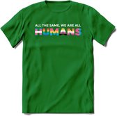 All The Same | Pride T-Shirt | Grappig LHBTIQ+ / LGBTQ / Gay / Homo / Lesbi Cadeau Shirt | Dames - Heren - Unisex | Tshirt Kleding Kado | - Donker Groen - 3XL