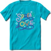 Spread Love | Pride T-Shirt | Grappig LHBTIQ+ / LGBTQ / Gay / Homo / Lesbi Cadeau Shirt | Dames - Heren - Unisex | Tshirt Kleding Kado | - Blauw - S