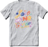 Love Has No Gender | Pride T-Shirt | Grappig LHBTIQ+ / LGBTQ / Gay / Homo / Lesbi Cadeau Shirt | Dames - Heren - Unisex | Tshirt Kleding Kado | - Licht Grijs - Gemaleerd - 3XL