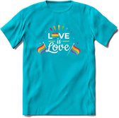 Love Is Love | Pride T-Shirt | Grappig LHBTIQ+ / LGBTQ / Gay / Homo / Lesbi Cadeau Shirt | Dames - Heren - Unisex | Tshirt Kleding Kado | - Blauw - 3XL