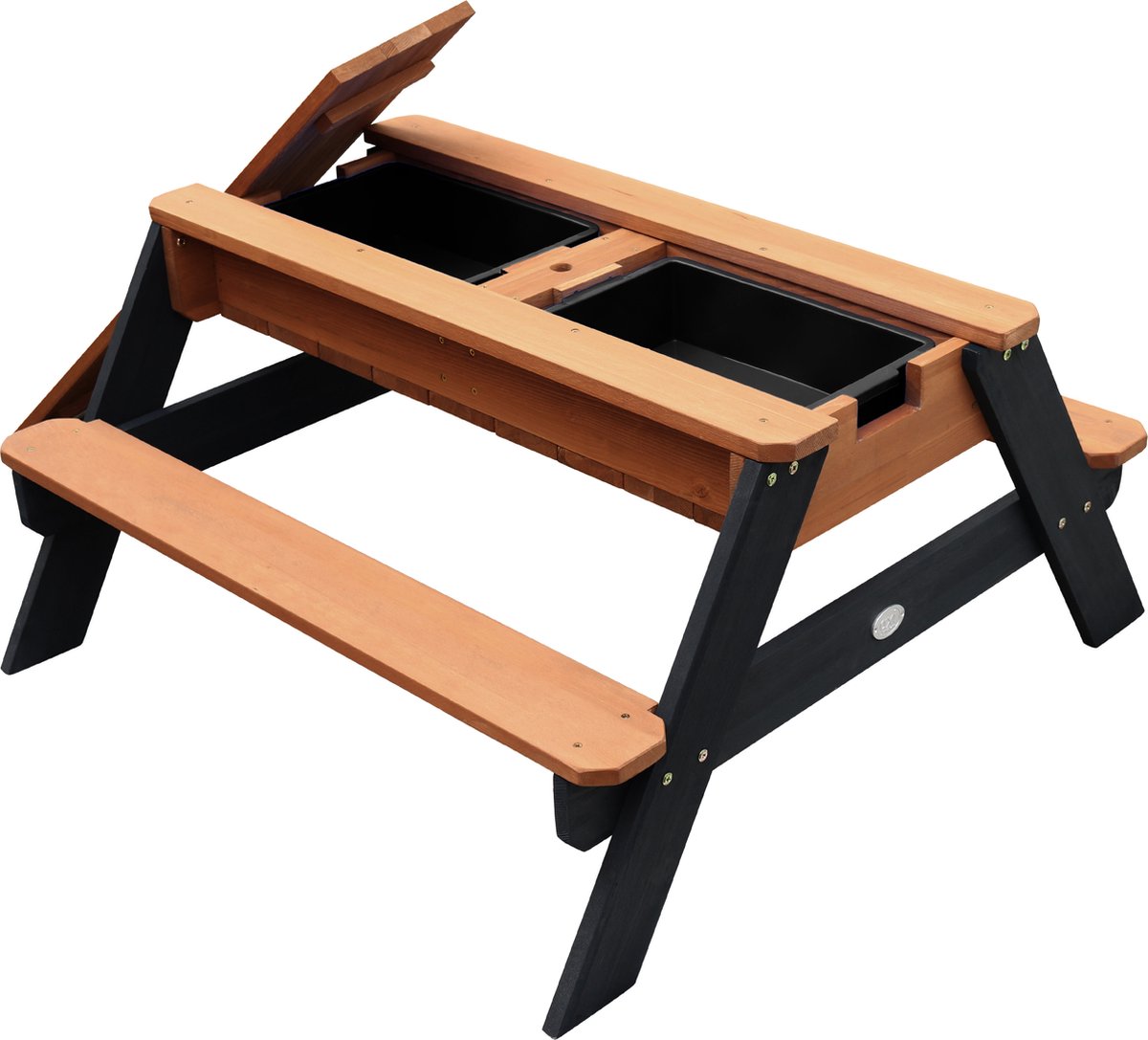 AXI Nick Zand & Water Picknicktafel in Antraciet/Bruin - Met Parasol in Blauw/Wit - Multifunctionele Picknick tafel van FSC hout - Picknick tafel voor kinderen van hout — afbeelding 7