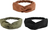 LIXIN Set 3 Stuks Haarbanden - Haarband Velvet Suede - Kleur 1 - Dames haarbanden - Sport haarbanden - Fluweel - Hoofdband - Volwassenen - Elastisch antislip - Atletisch - Gym - Da