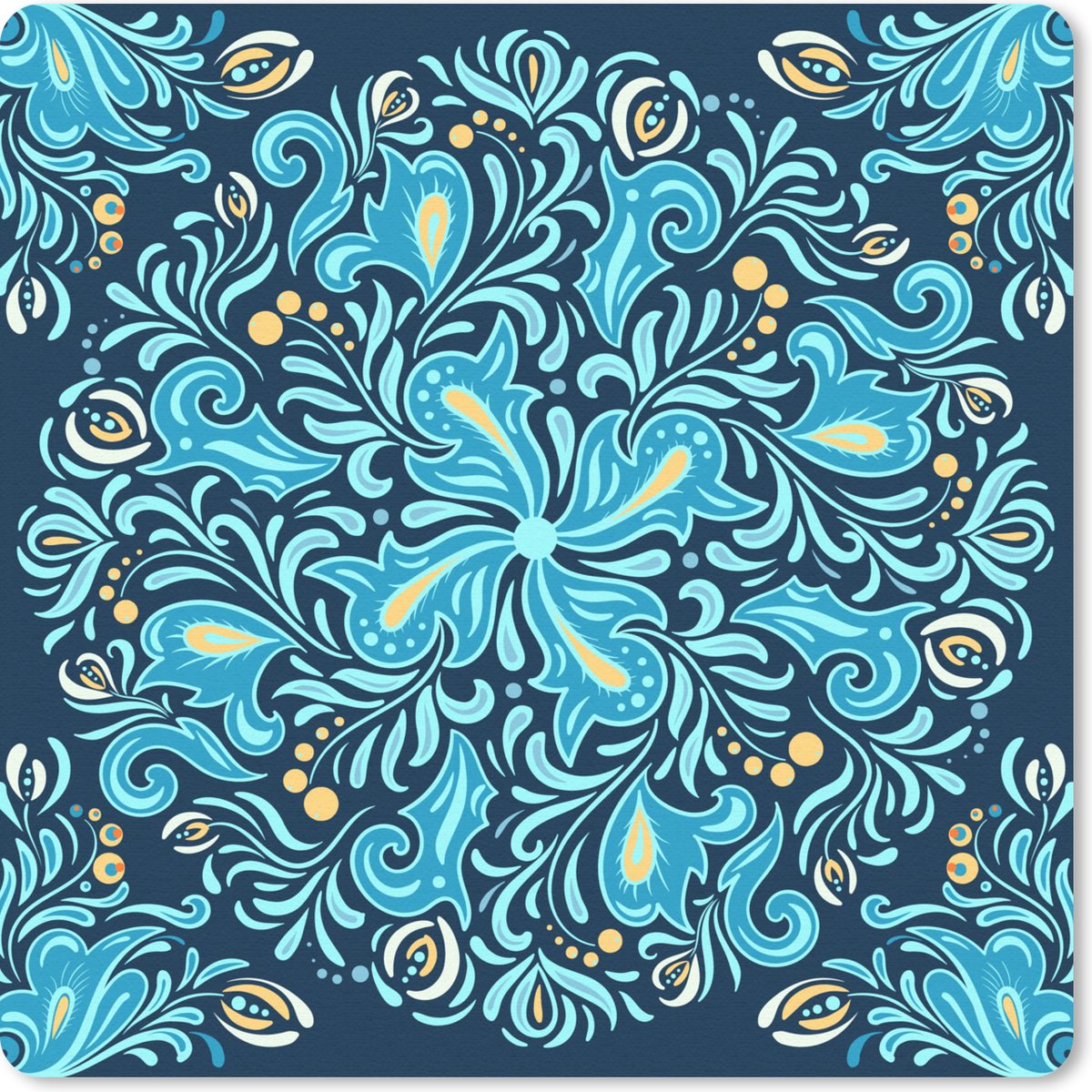Muismat 30x30 cm - Mousepad Bloem - Bladeren - Bes - Patronen - Muismatten