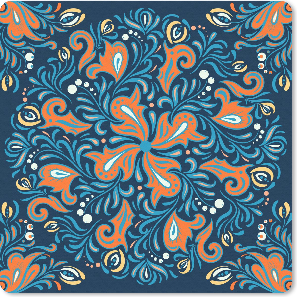 Muismat 30x30 cm - Mousepad Bloem - Bladeren - Stippen - Patroon - Muismatten