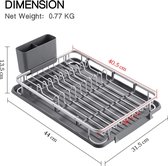 Kingrack afdruiprek voor schotel, aluminium afdruiprek voor schotel, afdruiprek voor schotel met mandje voor bestekhouder, afdruiprek voor schotel voor klein keukenwerkblad, afdrui