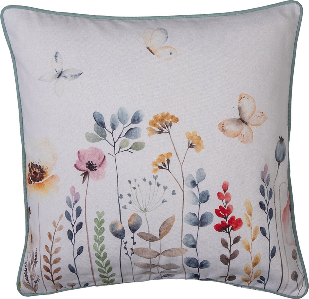 Clayre & Eef Housse de coussin 50x50 cm Rose Bleu Coton Carré