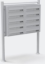 ElJardin - 10er Brievenbus systeem Zilver  2x5 Compartmenten Vrijstaand Post