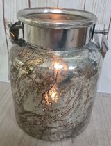 Groot windlicht - sfeerlicht - Lantaarn - glas - industrieel groen