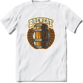 Beer Barrel T-Shirt | Bier Kleding | Feest | Drank | Grappig Verjaardag Cadeau | - Wit - L