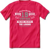19 Jaar Legend T-Shirt | Zilver - Wit | Grappig Verjaardag en Feest Cadeau | Dames - Heren - Unisex | Kleding Kado | - Roze - XL