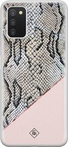 Casimoda® hoesje - Geschikt voor Samsung A03s - Snake Print - Backcover - Siliconen/TPU - Roze