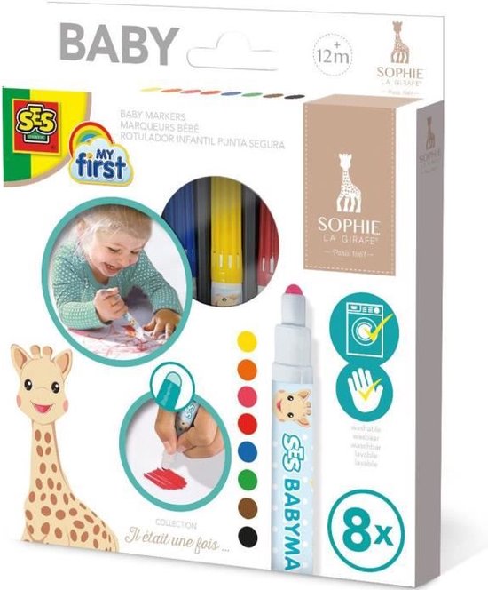 SES - Sophie la Girafe - Babymarkers - stiften - veilige dop - makkelijk  uitwasbaar | bol.com