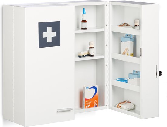 Armoire à pharmacie Relaxdays verrouillable - armoire de rangement blanche  médicaments