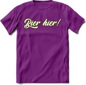 Bier Hier! T-Shirt | Bier Kleding | Feest | Drank | Grappig Verjaardag Cadeau | - Paars - L