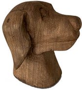 Beeld  - houten hondenhoofd  - decoratief - robuust  -  H17cm