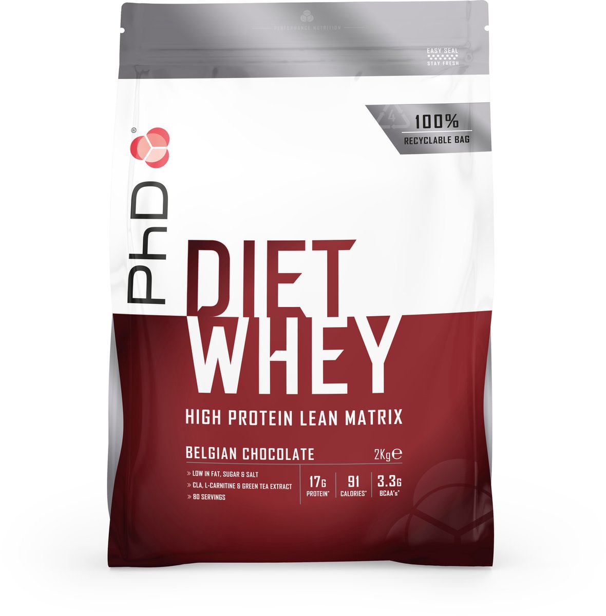 PhD Diet Whey (2000g) Belgian Chocolate - Eiwitten - Eiwit Mix