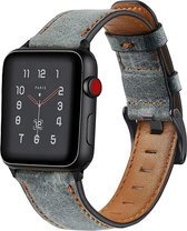 Wabando Leren Bandje Crazy Horse Jeans compatibel met Apple Watch 45/44/42 mm