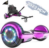 Microgo 6.5 inch Hoverboard met Flits Wielen, Elektrische Zelfbalancerende Scooter + TAOTAO moederbord,Bluetooth Speaker,LED verlichting - Roze Chroom + Hoverkart Zwart